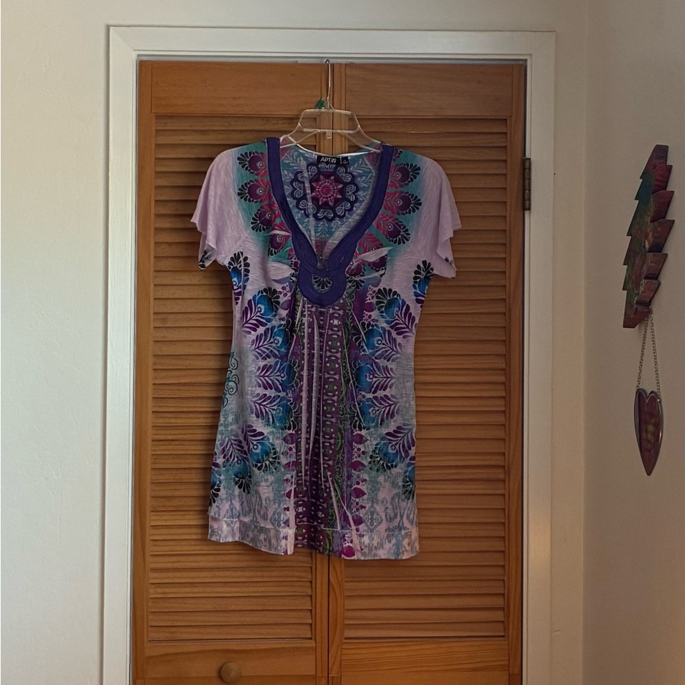 Apt. 9 Purple and Blue Short Sleeve Tunic